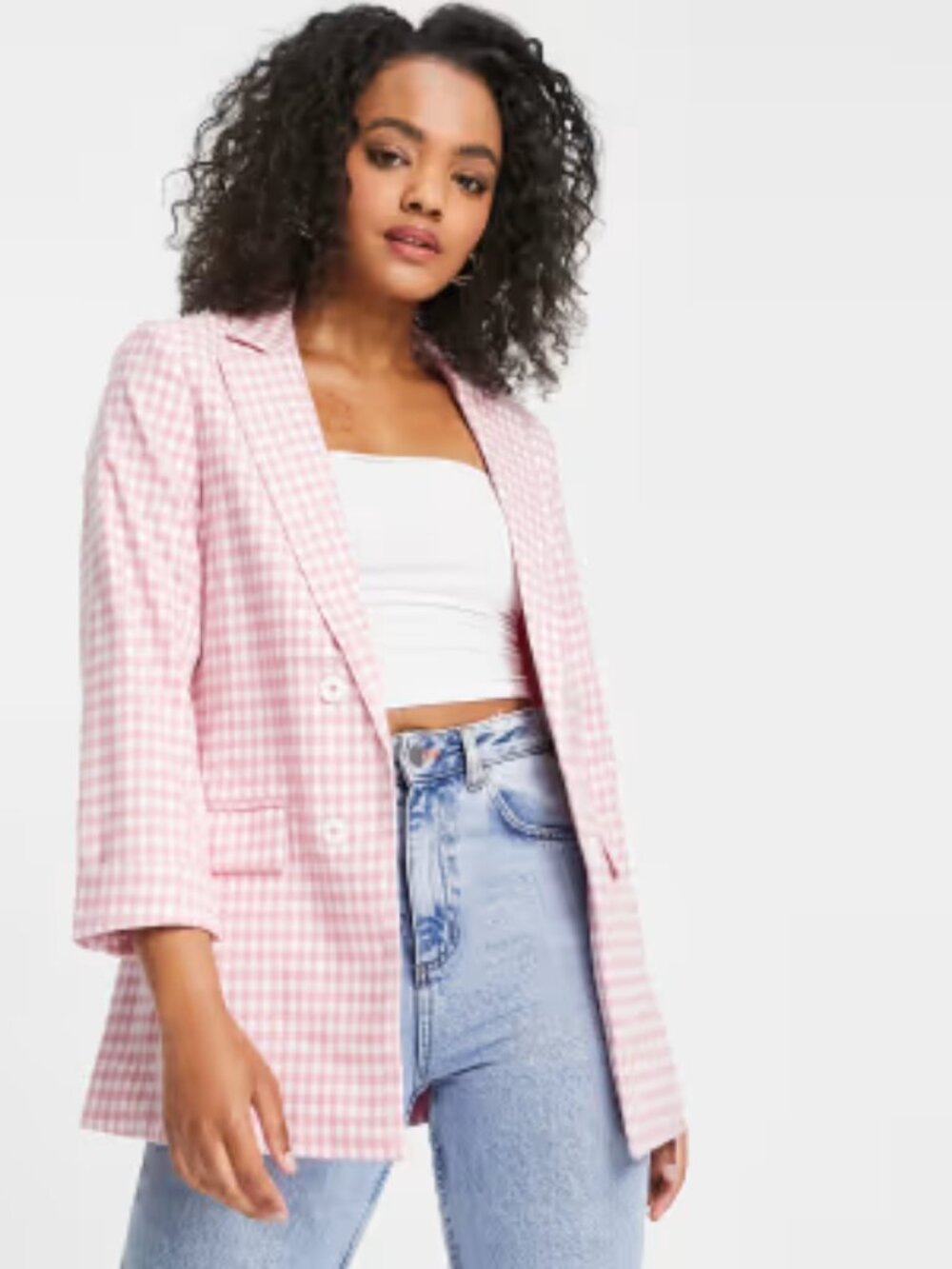 New Look blazer in pink gingham - NWT
